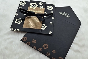 BLACK MATTE FLORAL THEMED - SCREEN PRINTED WEDDING INVITATION